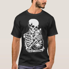 Skeleton Hugger Cat Halloween T-Shirt - Cat Lover