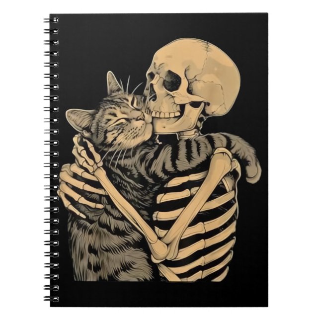  Skeleton Hugging Cat – Cute Gothic Cat Lover Gift Anteckningsbok (Framsidan)