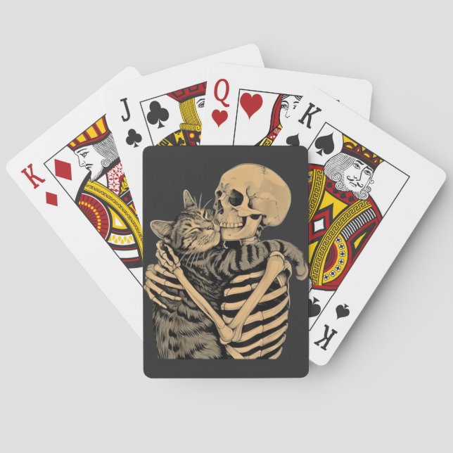  Skeleton Hugging Cat – Cute Gothic Cat Lover Gift Casinokort (Baksidan)