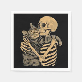 Skeleton Hugging Cat – Cute Gothic Cat Lover Gift Pappersservett