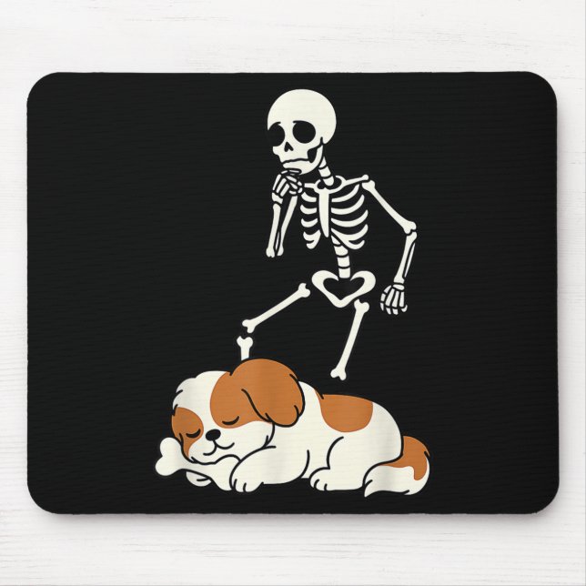Skeleton Hund Halloween Skeleton Chasing Shih Tzu  Musmatta (Framsidan)