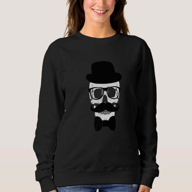 Skeleton Huvud med kräm, kräm, hattglas T Shirt (Framsida)