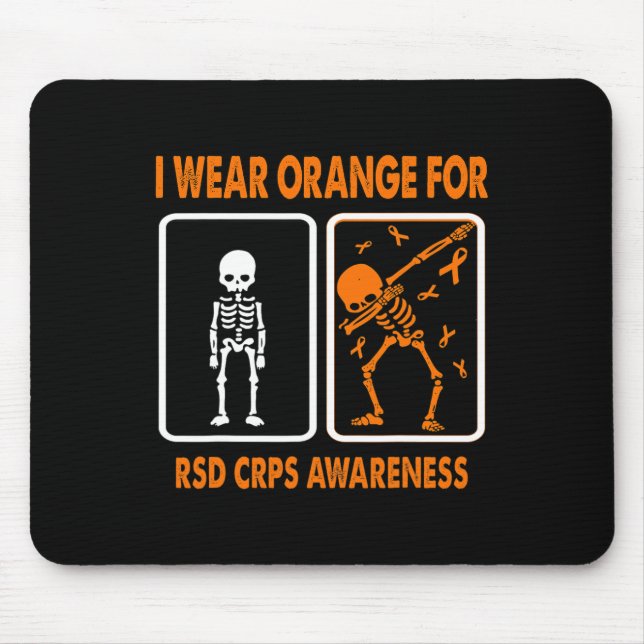 Skeleton I-Bärans Orange för RSD CRPS-medvetenhet Musmatta (Framsidan)