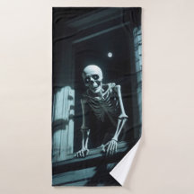 Skeleton i fönstret.