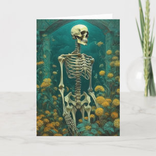 Skeleton i Nattgarden Gula blommor Kort
