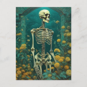 Skeleton i Nattgarden Gula blommor Vykort