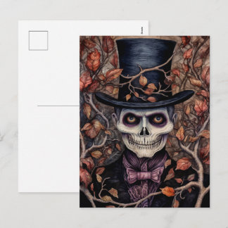 Skeleton i Stil Halloween-vykort Helg Vykort