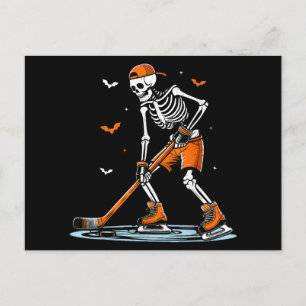 Skeleton Ice Hockey Halloween Boys Funny Halloween Helg Vykort