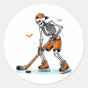 Skeleton Ice Hockey Halloween Boys Funny Halloween Runt Klistermärke