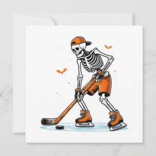 Skeleton Ice Hockey Halloween Boys Funny Halloween Tack Kort