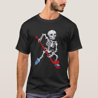 Skeleton Ice Hockey Halloween Hockey T Shirt