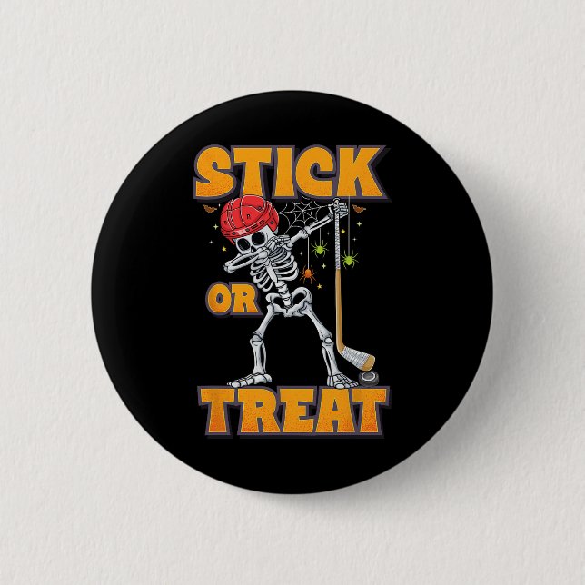 Skeleton Ice Hockey Player Halloween Costume Boys Knapp (Framsida)