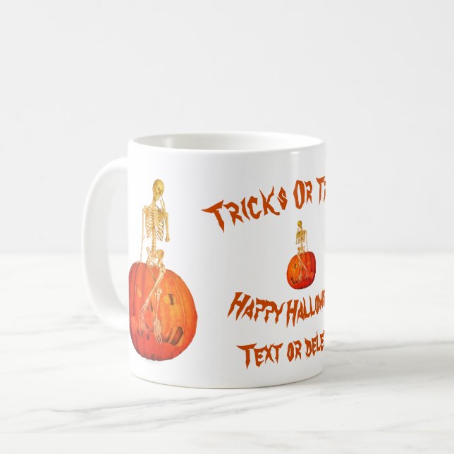 Skeleton Jack o lantern Halloween Personlig Kaffemugg (Framsida vänster)