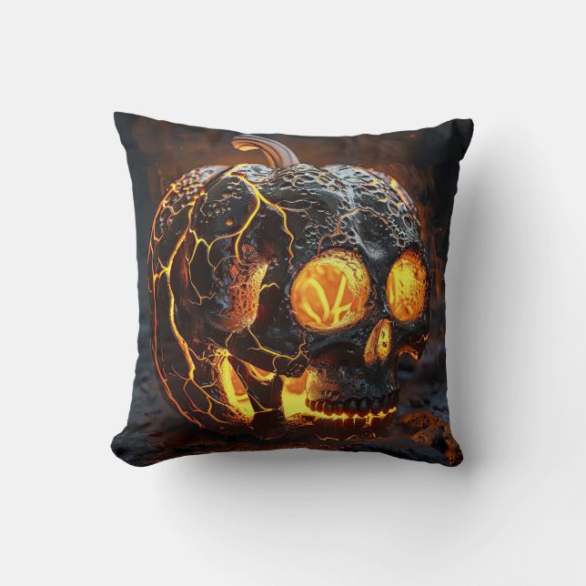 Skeleton Jack-O-Lantern Kudde (Framsida)