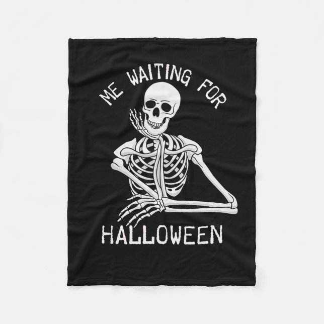 Skeleton jag väntar på Halloween Fleecefilt (Framsidan)