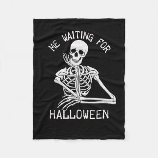 Skeleton jag väntar på Halloween Fleecefilt