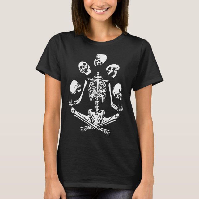 Skeleton Juggling Skull Head Circus Costume Hallow T Shirt (Framsida)