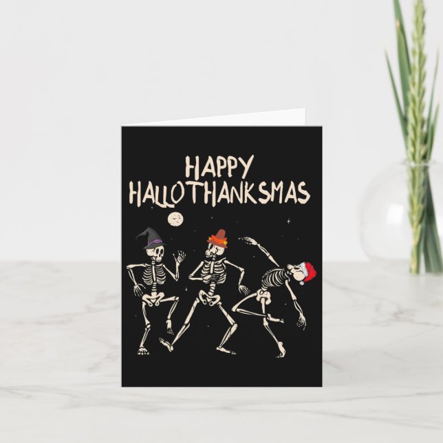Skeleton jul Halloween Thanksgiving Roligt Kort (Framsida)