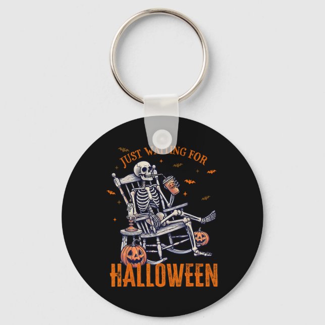 Skeleton-juldesign bara i väntan på Hallowed Nyckelring (Framsida)