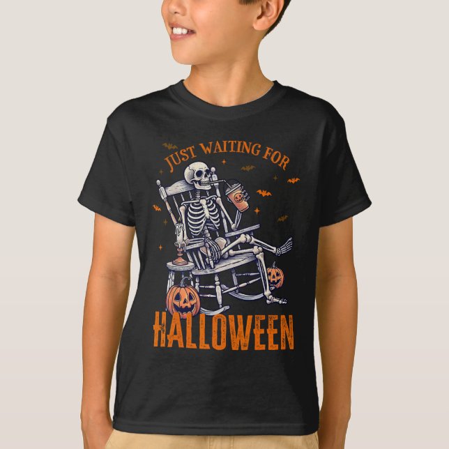 Skeleton-juldesign bara i väntan på Hallowed T Shirt (Framsida)