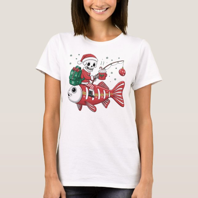 Skeleton Julfiske, Helgdag T Shirt (Framsida)