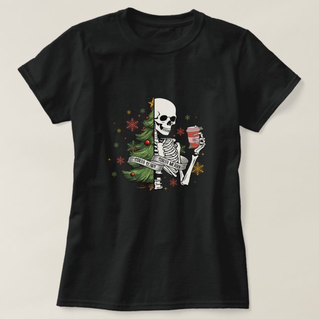 Skeleton julgran kaffe t shirt (Design framsida)