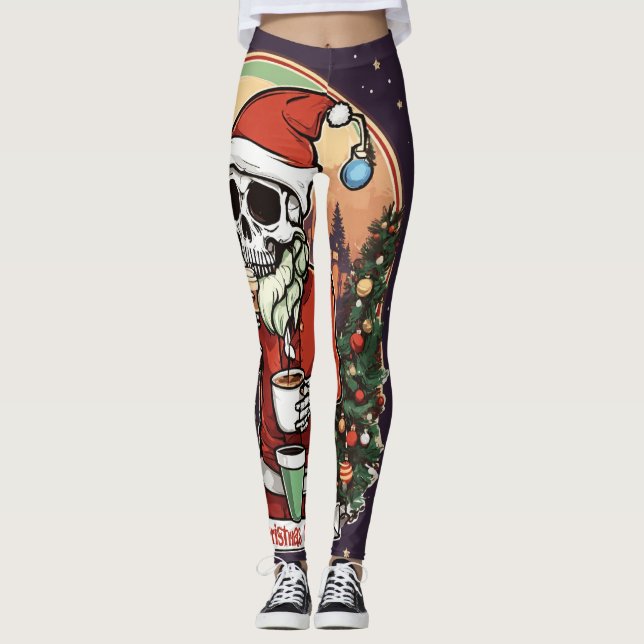 Skeleton Julklubba Leggings (Framsida)