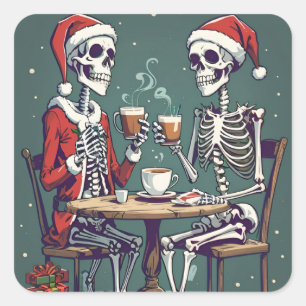 Skeleton Jultomten-klistermärken Fyrkantigt Klistermärke