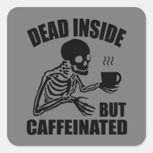 Skeleton-kaffe Fyrkantigt Klistermärke