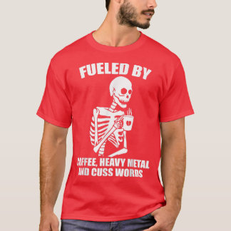 Skeleton-kaffe Heavy Metall Cuss Ord Coffee Älskar T Shirt