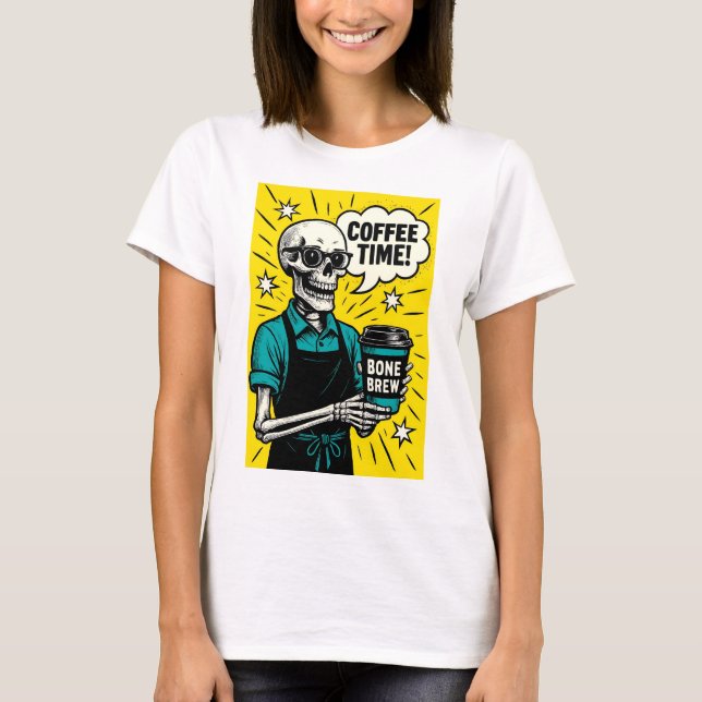 Skeleton-kaffetid - Klassisk poppkonst T Shirt (Framsida)