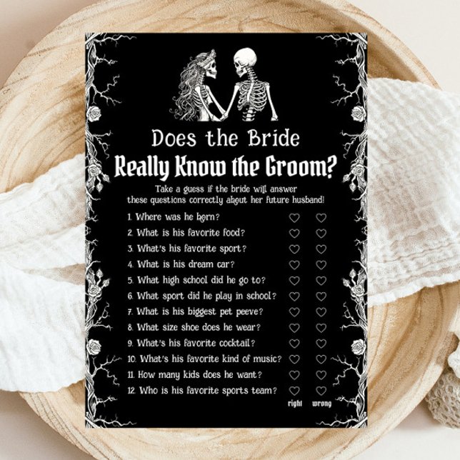 Skeleton känner Verkligen till Groomspelet. Inbjudningar (Skeleton Does The Bride Really Know The Groom Game)