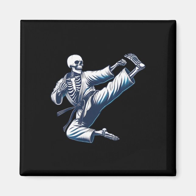 Skeleton Karate Kick Martial Arts Kickboxing Mma F Magnet (Framsidan)