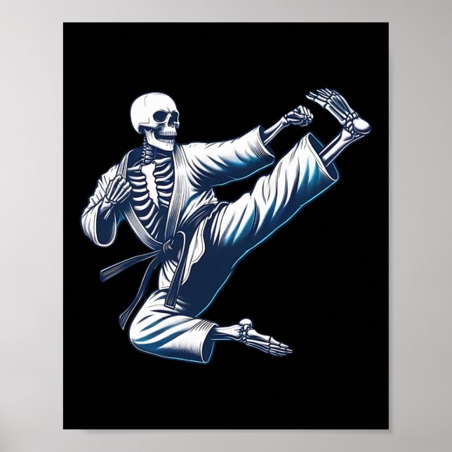 Skeleton Karate Kick Martial Arts Kickboxing Mma F Poster (Framsidan)
