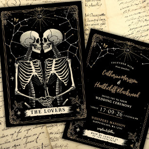 Skeleton Kärlek Stars Inbjudan till Tarot Weddin