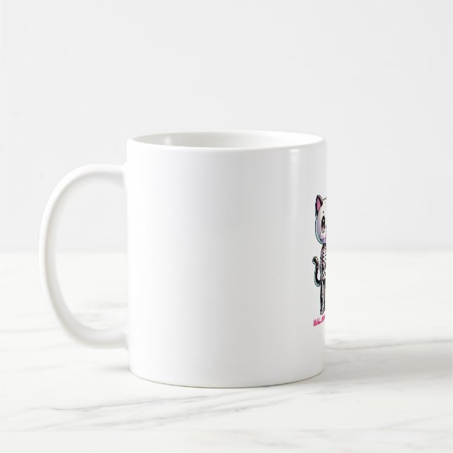 Skeleton-kattfamilj med tuggummi Roligt H Kaffemugg (Vänster)