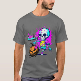 Skeleton Kick Pumpkin T Shirt