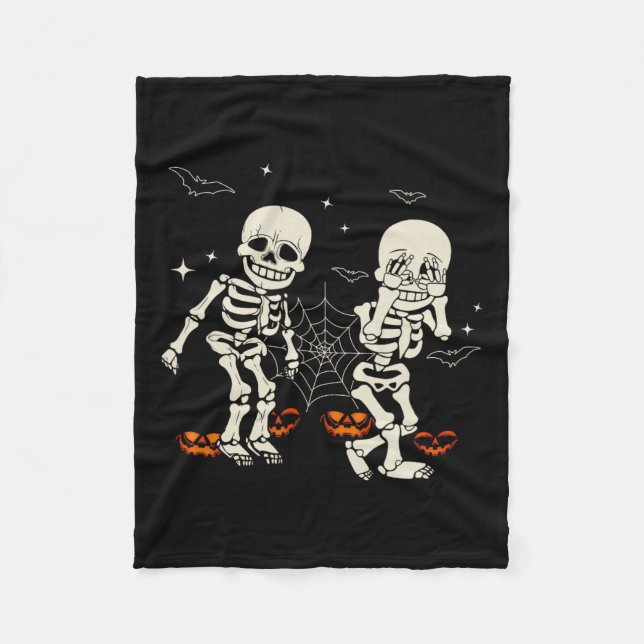 Skeleton Kids Griddy-dance Halloween Trick eller T Fleecefilt (Framsidan)