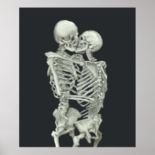 Skeleton Kiss Immortal Älskare Anatomy Kärlek Vale Poster