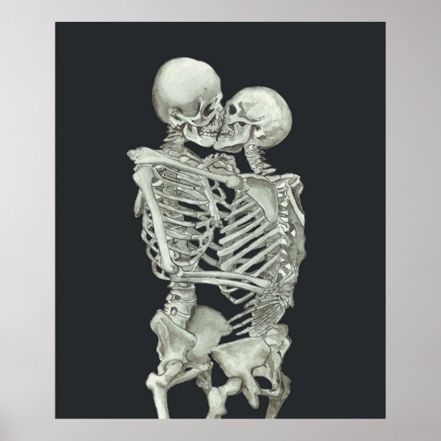 Skeleton Kiss Immortal Älskare Anatomy Kärlek Vale Poster (Framsidan)