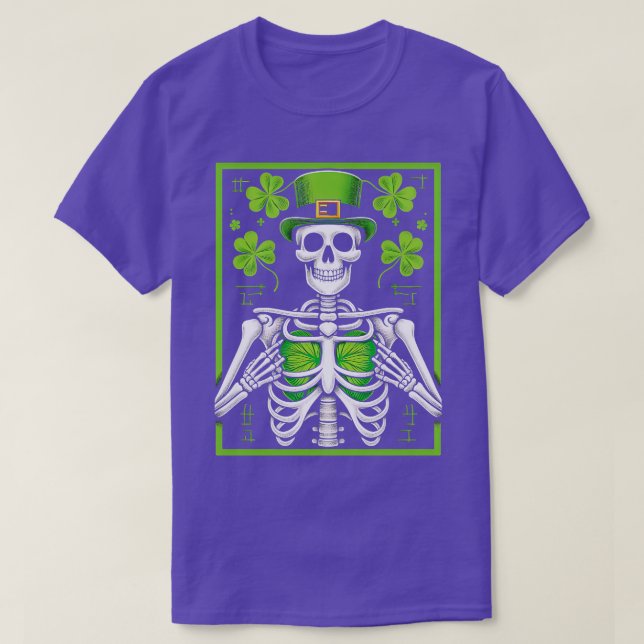 Skeleton klöver, revbensstensfärgade korvsaxar dag t shirt (Design framsida)