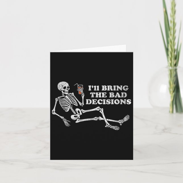 Skeleton kommer med dåliga beslut Halloween B Kort (Framsida)
