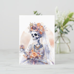 Skeleton-kort för Halloween-vattenfärg