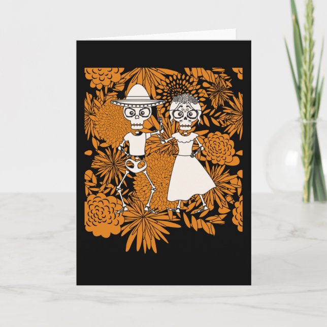 Skeleton-kvinnans dag död dia de los muertos kort (Framsida)