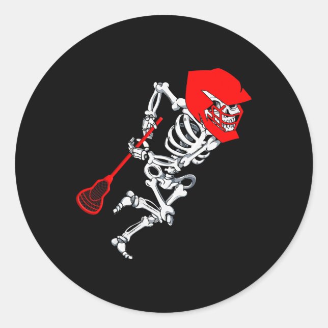 Skeleton Lacrosse Shirt Halloween Runt Klistermärke (Framsida)