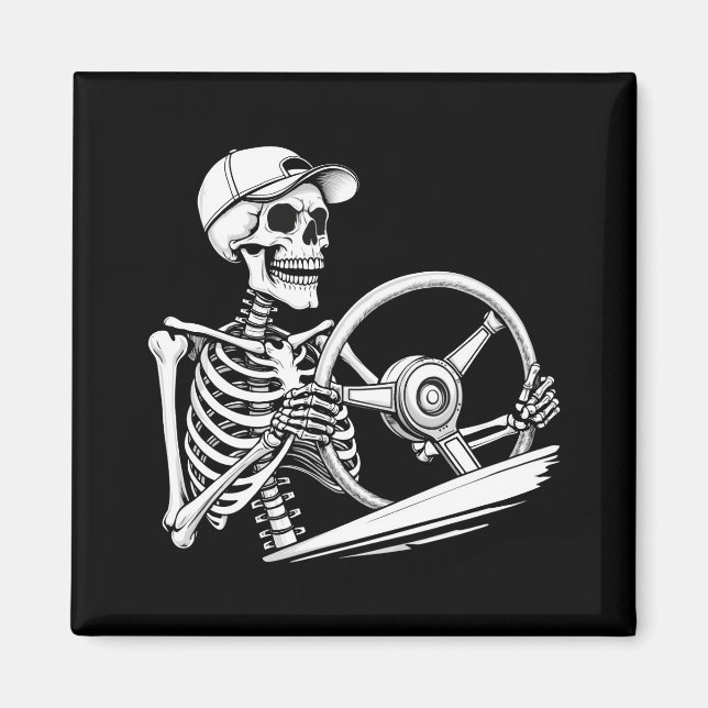 Skeleton Lastbil-drivrutin - Lustigt stort lastbil Magnet (Framsidan)