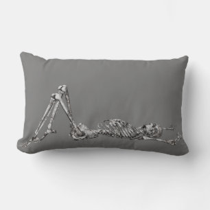 Skeleton Lay Down Black Halloween Lumbarkudde