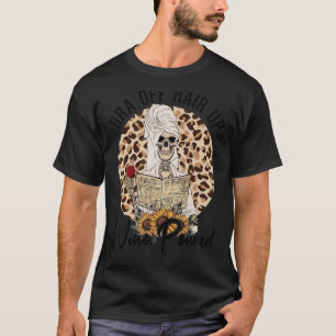 Skeleton Leopard Sunblomman Bra off Hair Up Vin Po T Shirt