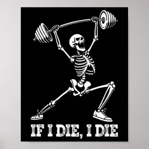 Skeleton Liiting Weights Workout Gym Älskare - om Poster