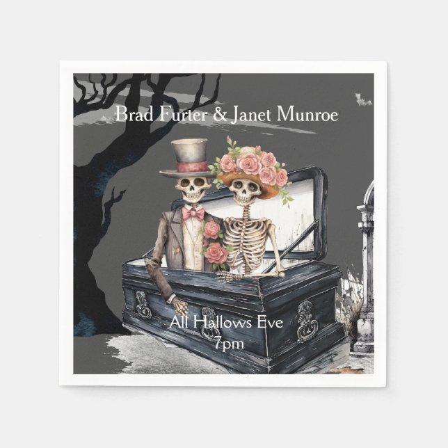 Skeleton lite Bröllop Pappersservett (Framsidan)